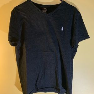 Polo V neck T shirt Medium gray